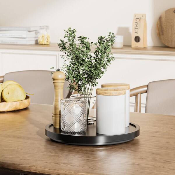 Farmhouse Oak 24" Lazy Susan Turntable Organizer For Cabinet, Round