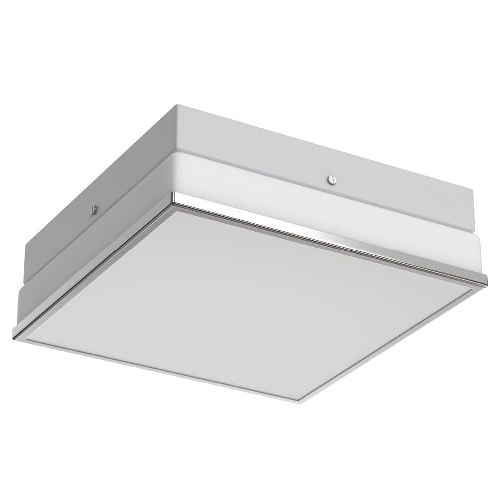 11.9 in Minimalist 2-Light Square Flush Mount Ceiling Light, White Chrome Finish, Metal & Glass, E26 Socket price history on PriceWatchPro