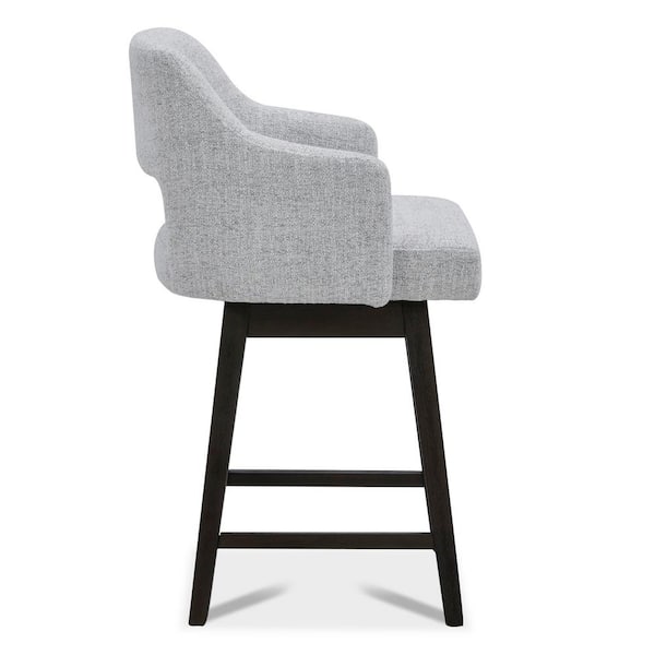 26 in. Joyce White High Back Wood Swivel Counter Stool with Fabric Seat (Set of 2)