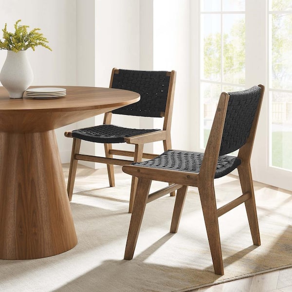 MODWAY Saorise Wood Dining Side Chair in Walnut Black