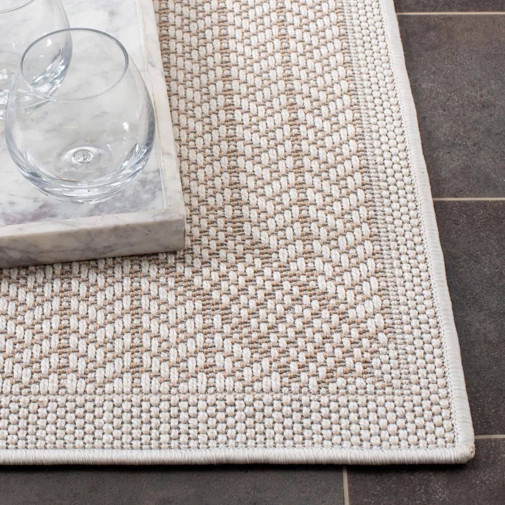 Bermuda Cream/Beige Geometric Synthetic Runner Rug, 2' x 14'