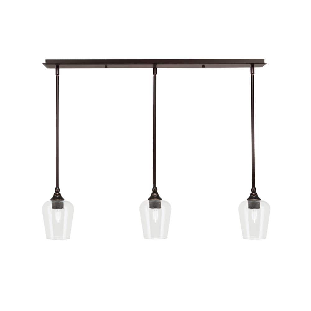 Livingston 100-Watt 3-Light Dark Granite Shaded Pendant Light with 5 in. Cl