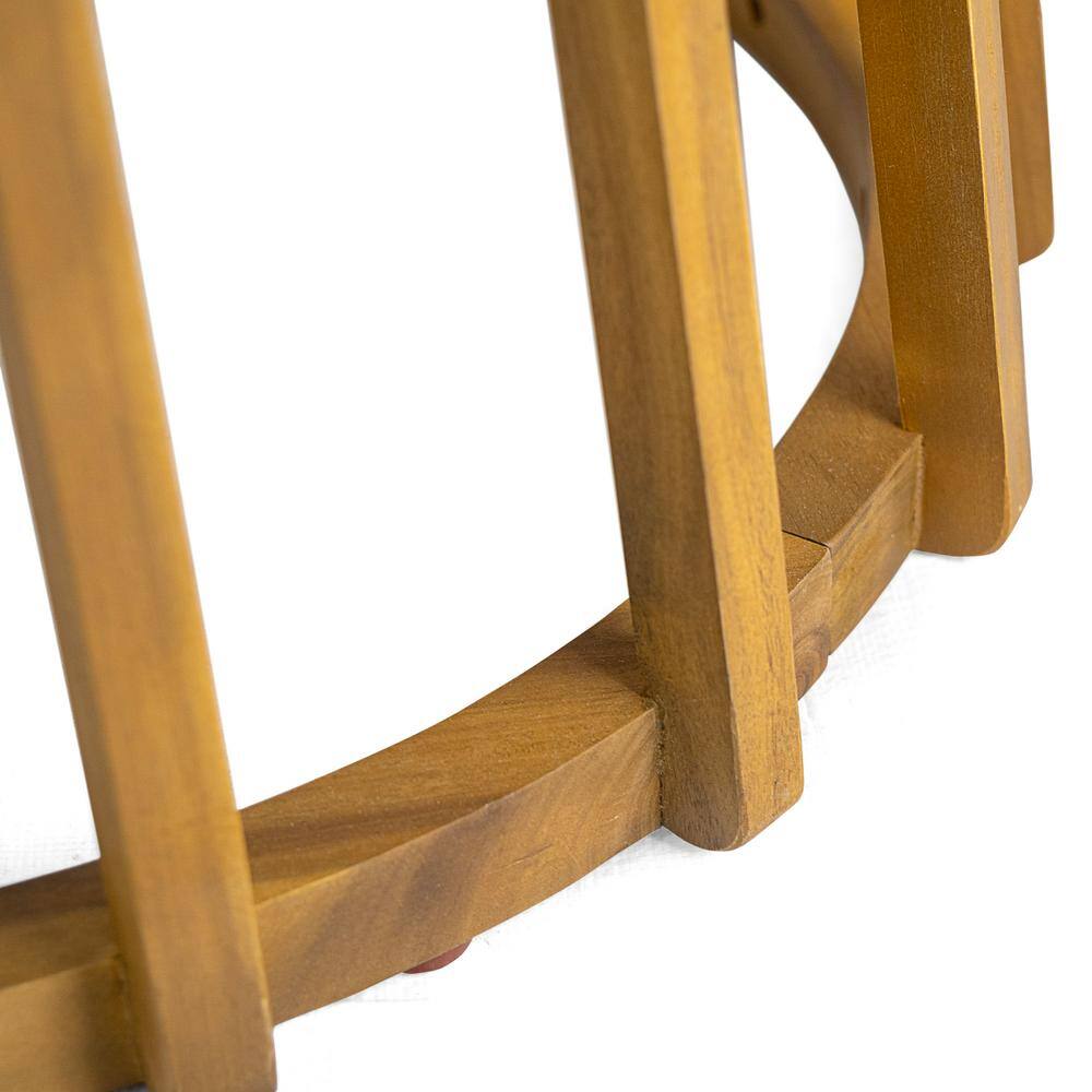 Teak Finish Round Acacia Wood Outdoor Dining Table