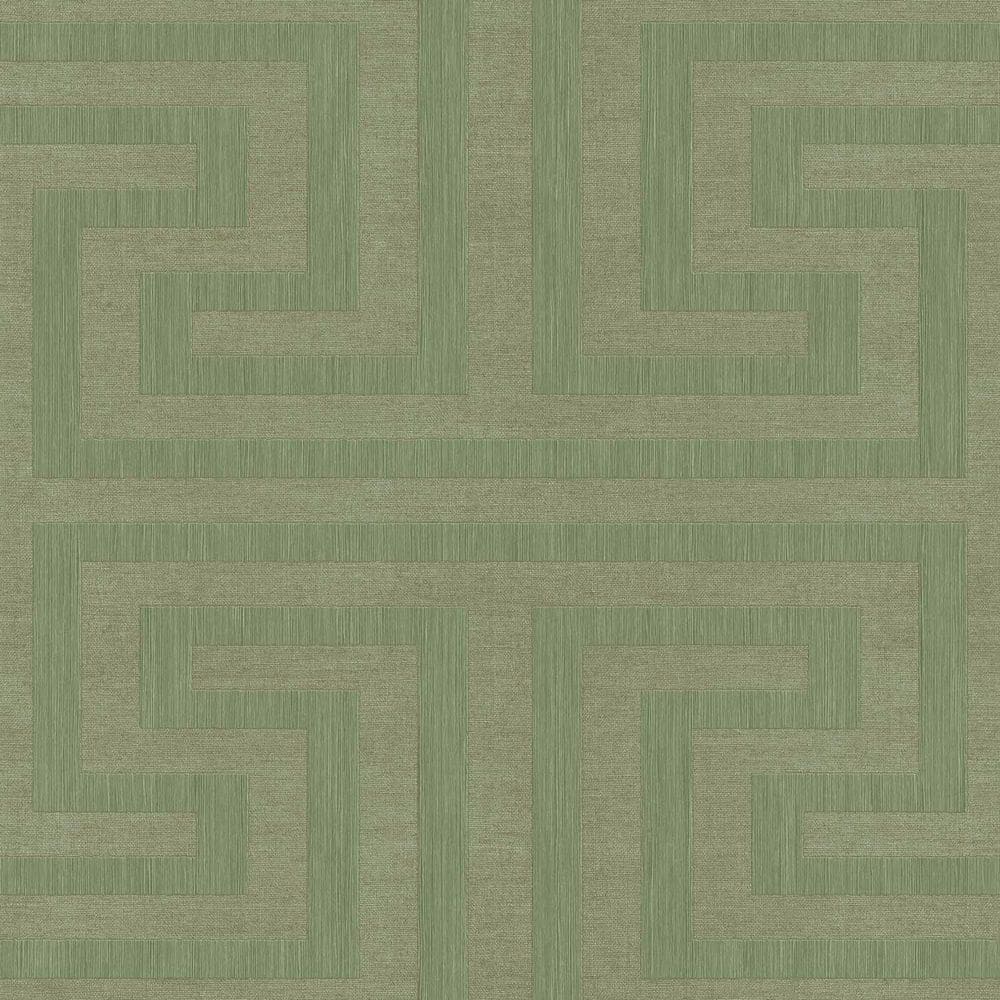 Synergy Collection Green Geometric Maze Matte Finish Vinyl on Non