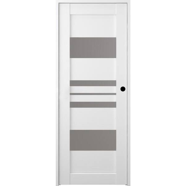 Belldinni Romi 24 in. x 80 in. Bianco Noble Left-Hand Solid Core 5-Lite Frosted Glass Wood Composite Single Prehung Interior Door