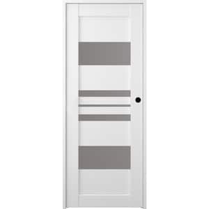 Romi 28 in. x 80 in. Bianco Noble Left-Hand Solid Core 5-Lite Frosted Glass Wood Composite Single Prehung Interior Door