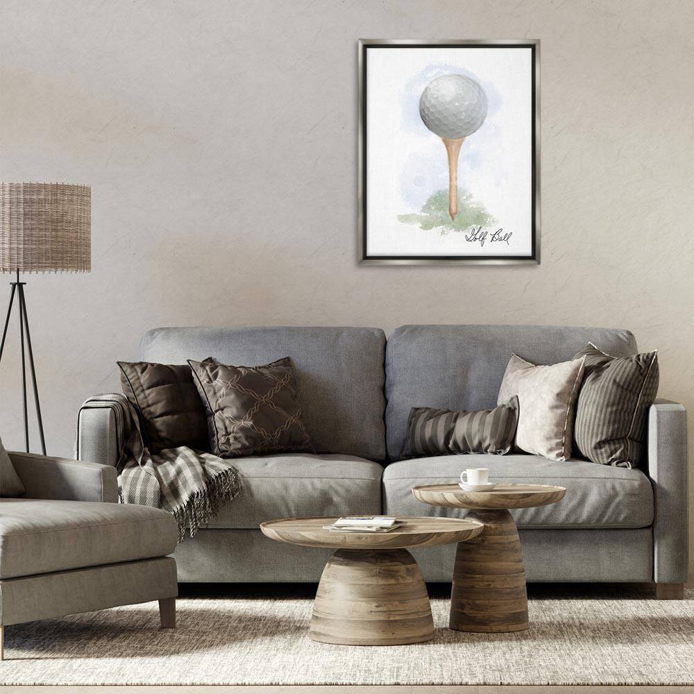 Soft Pastel Golf on Tee by Matthew Piotrowicz Gray Floater Frame Sports Graphic Art Print 31 in. x 25 in. price history on PriceWatchPro