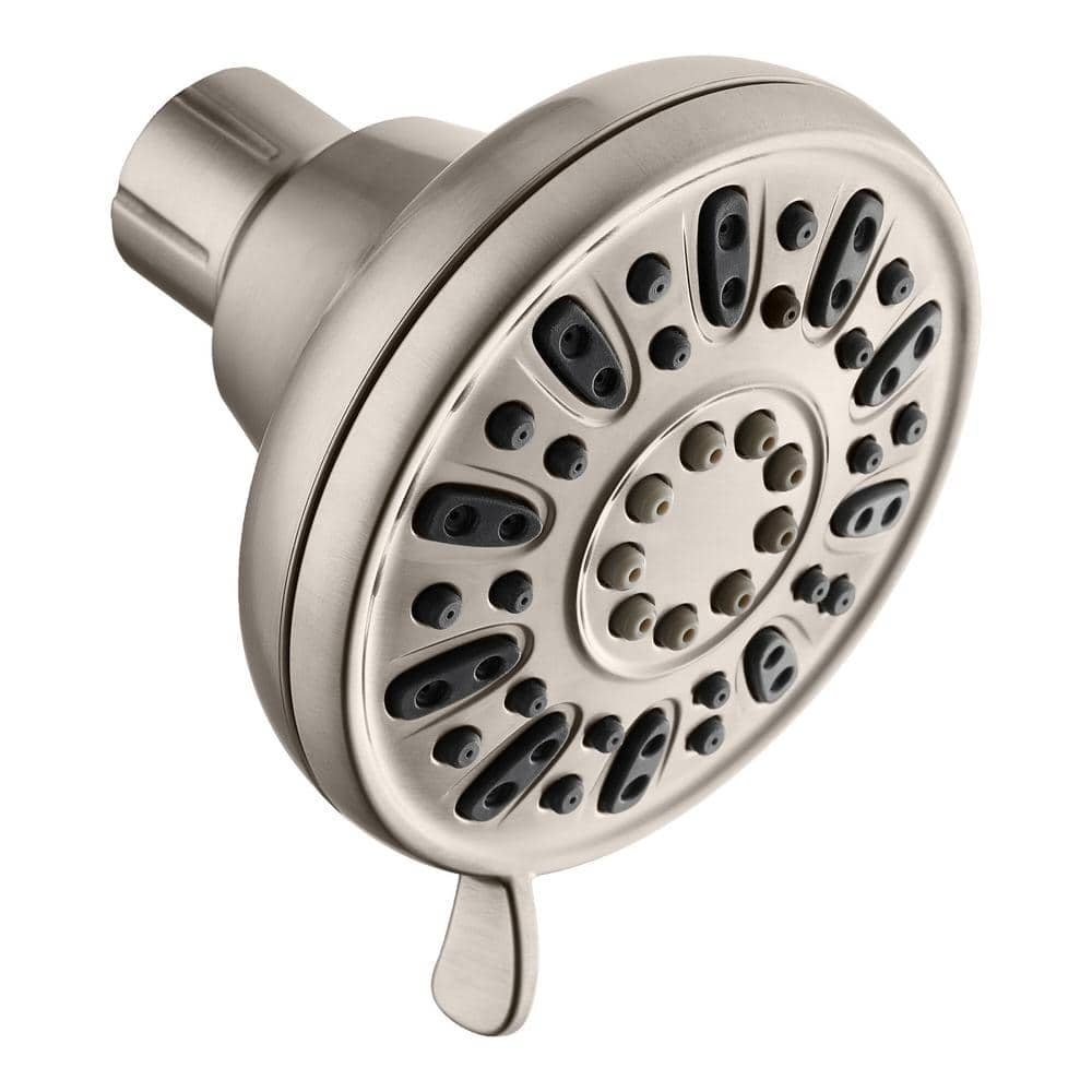 Glacier Bay 4-Spray Patterns with 1.8 GPM 3.5 in. Tub Wall Mount Single Fixed Shower Head in Brushed Nickel