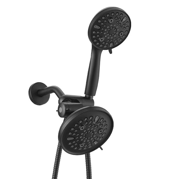 8-Spray Wall Mount Handheld Shower Head Shower Faucet 1.8 GPM Combo Dual 2 in 1 in Matte Black