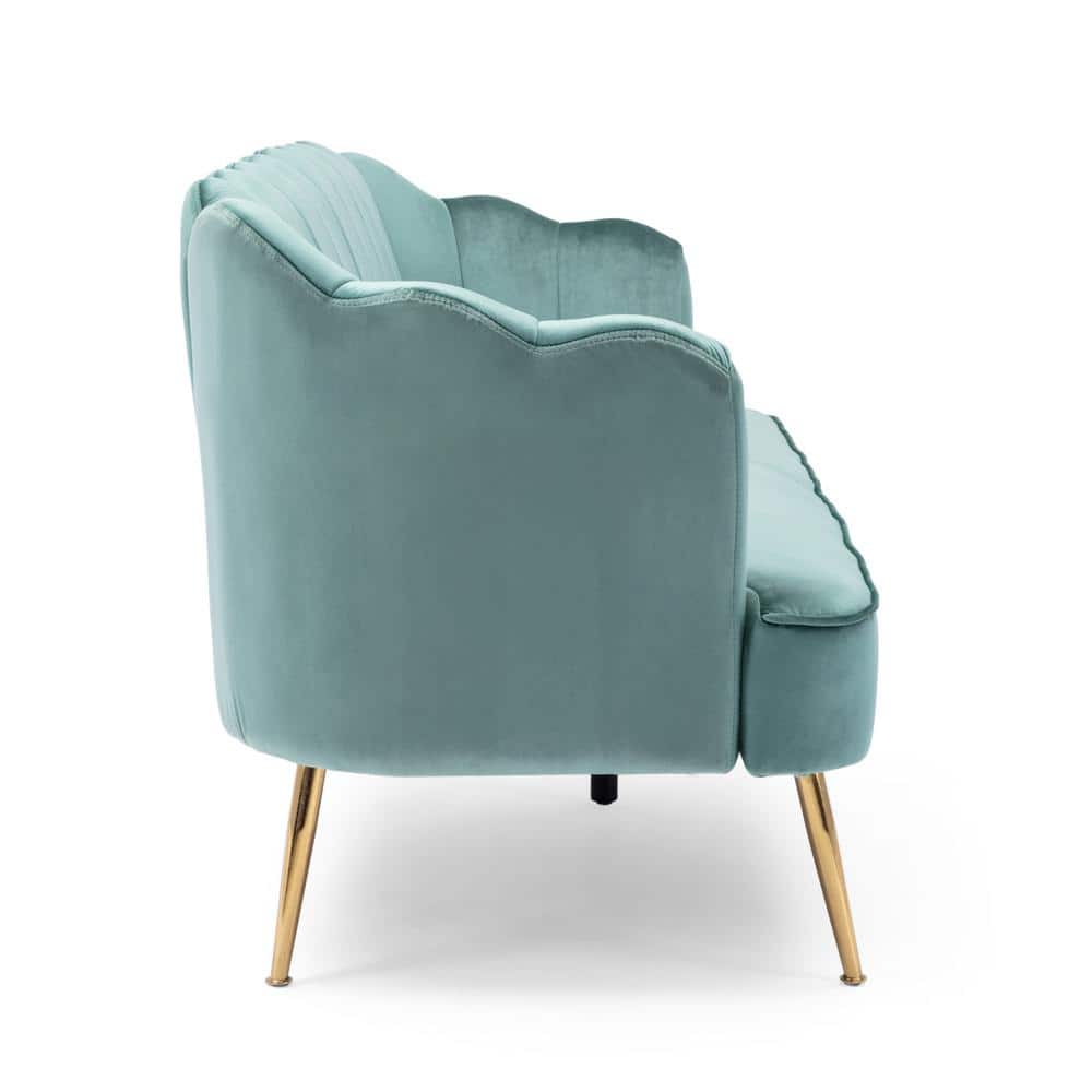 Turquoise and Gold Velvet 3-Seater Lawson Sofa