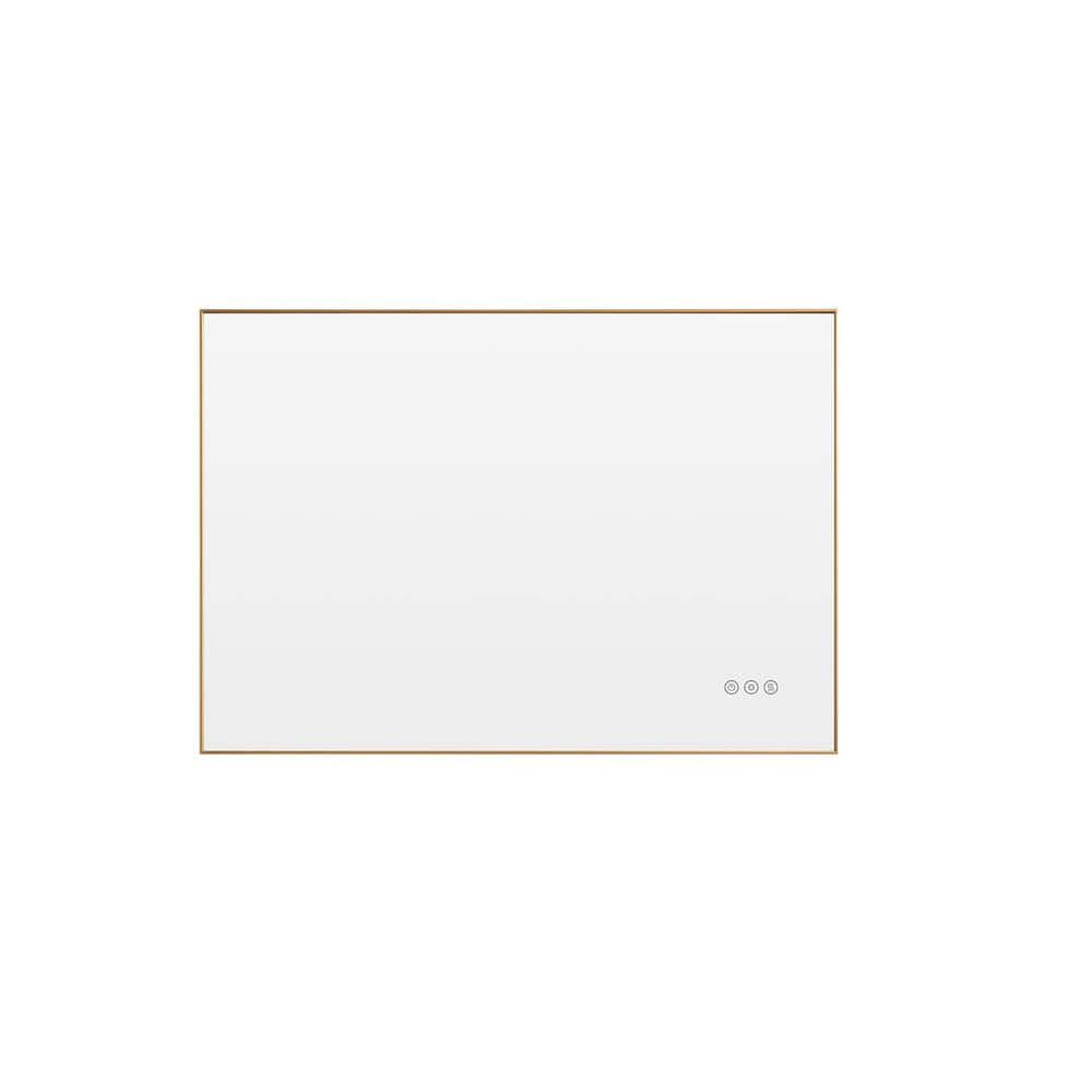 32 in. W x 24 in. H Rectangular Framed Dimmable Wall Bathroom Vanity Mirror in Brushed Gold price history on PriceWatchPro