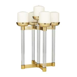 14 in. H Gold Stainless Steel Candle Holder