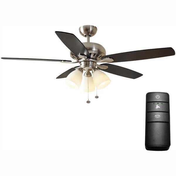 Hampton Bay Rockport 52 in. Indoor LED Brushed Nickel Ceiling Fan with Light Kit, Remote Control and Reversible Blades