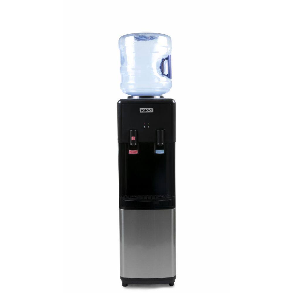 Black Freestanding Top Loading Hot and Cold Water Dispenser