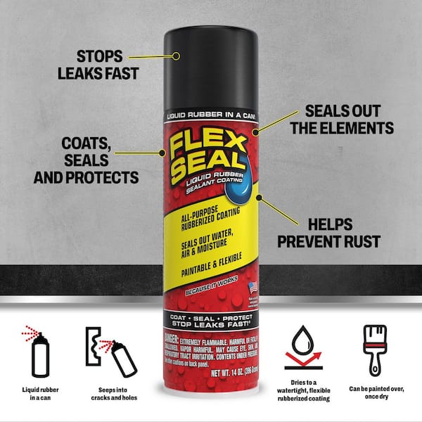 Flex Seal Black 14 oz. Aerosol Liquid Rubber Sealant Coating Spray Paint