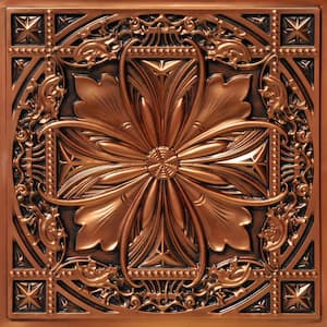 Milan 2 ft. x 2 ft. Glue Up PVC Ceiling Tile in Aged Copper