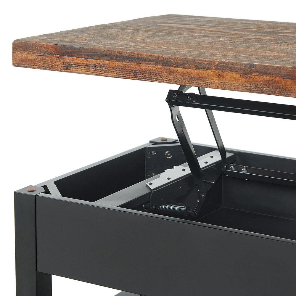 Pomona Rustic Natural Pine Wood and Metal 4-Piece Coffee Table Set