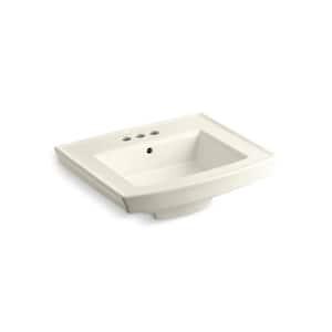 Archer 24 In. Vitreous China Pedestal Sink Basin Only in Biscuit with Overflow Drain