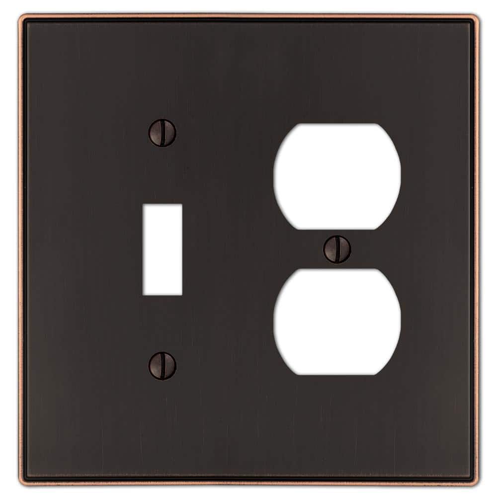 Ansley 2 Gang 1-Toggle and 1-Duplex Metal Wall Plate - Aged Bronze price history on PriceWatchPro