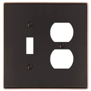 Ansley 2 Gang 1-Toggle and 1-Duplex Metal Wall Plate - Aged Bronze