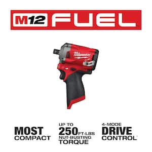 M12 FUEL 12V Lithium-Ion Brushless Cordless Stubby 1/2 in. Impact Wrench with Pin Detent (Tool-Only)