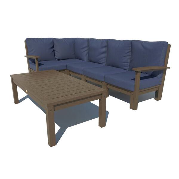 Highwood Bespoke Deep Seating 6-Piece Plastic Outdoor Sectional Set with Conversation Table and with Cushions