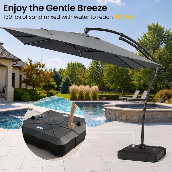 atlantic liberty aluminum square patio umbrella with base 10'x10 PURPLE LEAF Cantilever 10' X 10' Umbrella Grey grade canopy is made of 100% solution Domi 10'x10' Cantilever Patio Umbrella,