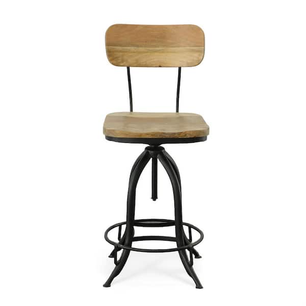 Carolina Chair & Table - Mason 38.25 Natural/Black with Backrest Adjustable Stool