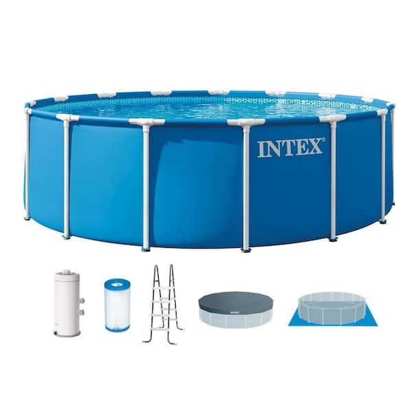 15 ft. x 48 in. Metal Round 48 Depth Frame Above Ground Pool Set with Pump and Cover