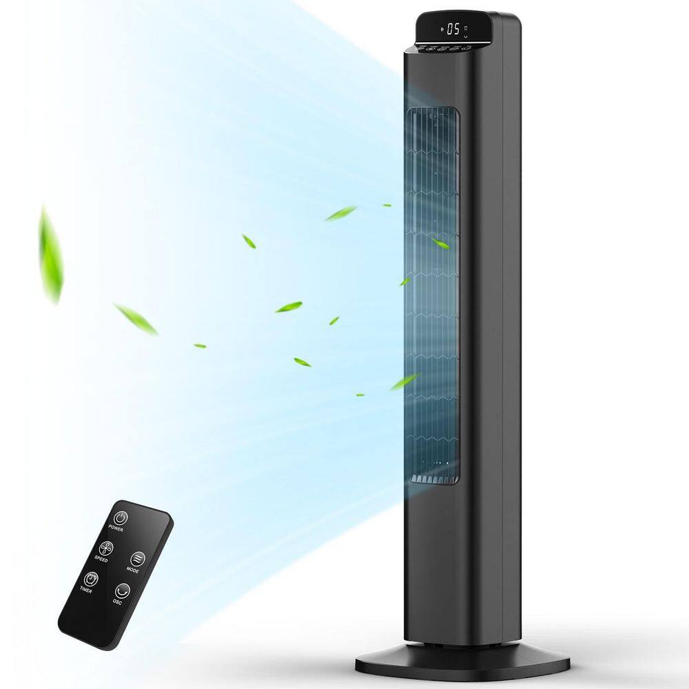 35.83 in. 5-Speed 80° Oscillating Tower Fan with 3 Modes, 12 H Timer, Remote, LED display in Black price history on PriceWatchPro