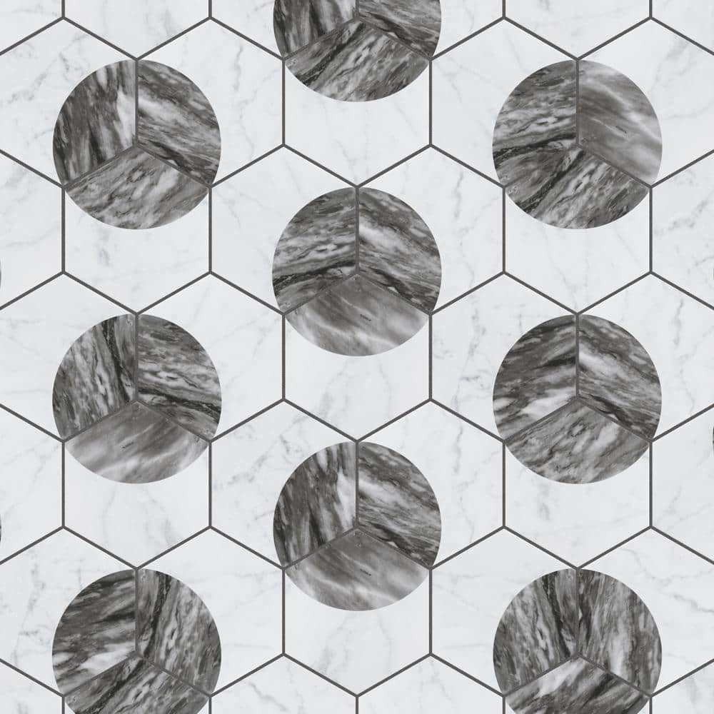 Classico Bardiglio Moon 7" x 8" Porcelain Marble Hex Tile