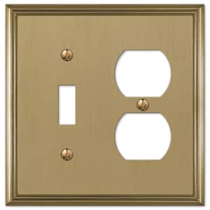Rhodes 2 Gang 1-Toggle and 1-Duplex Metal Wall Plate - Brushed Bronze