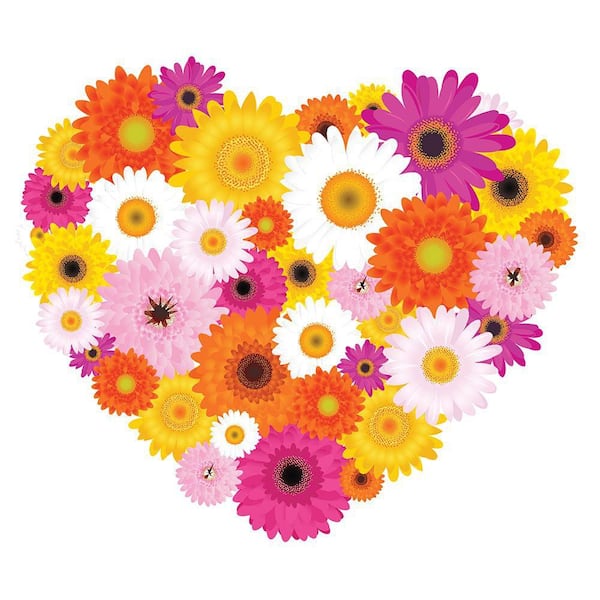 VENICE BEACH Collections Flower Shape Heart by Unknown 1 Piece Unframed Canvas Drawing Print 30 in. x 30 in.