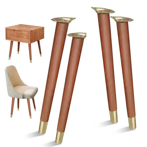 Angel Sar 16 in. Wood Furniture Table Legs with Mounting Screws Set of 4, Replacement Mid Century Style