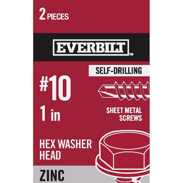 Everbilt #10 x 1 in. External Hex Flange Sheet Metal Screws (2 per Pack)