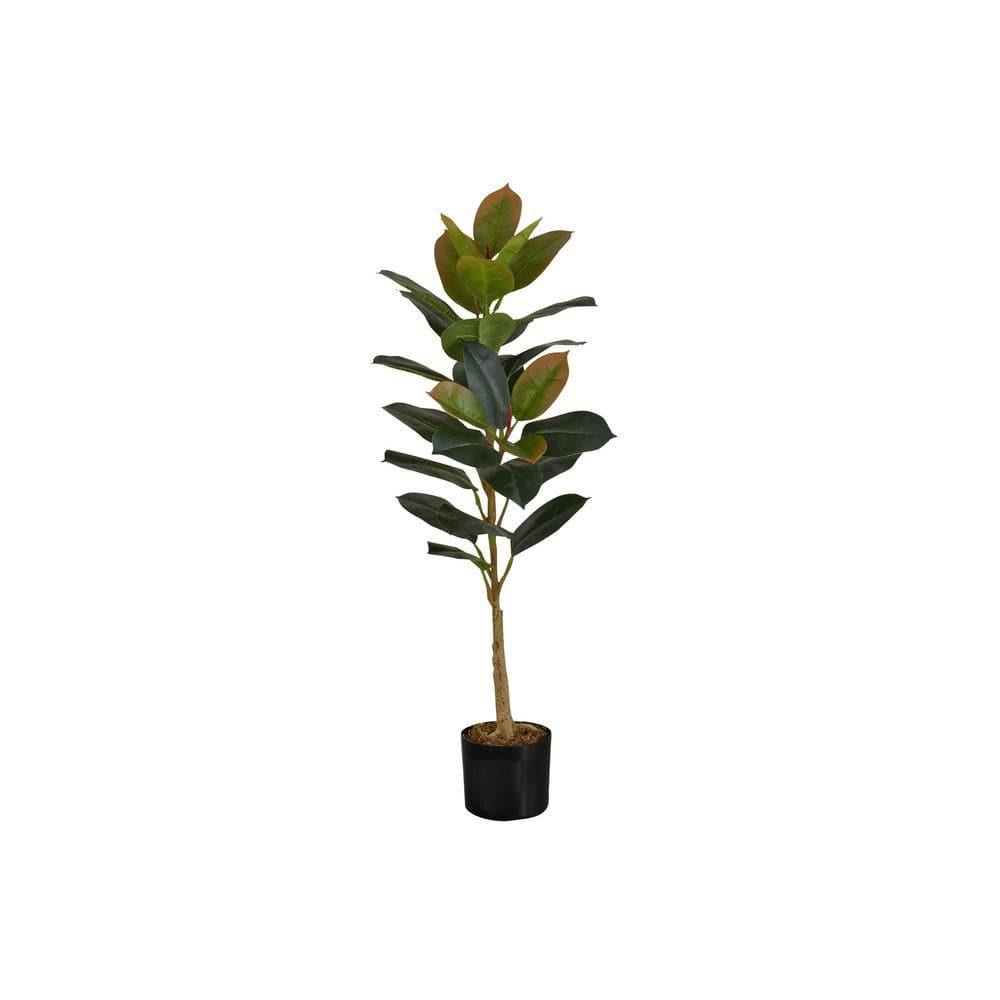 39.5 in. Green Artificial Rubber Tree in a Black Plastic Pot