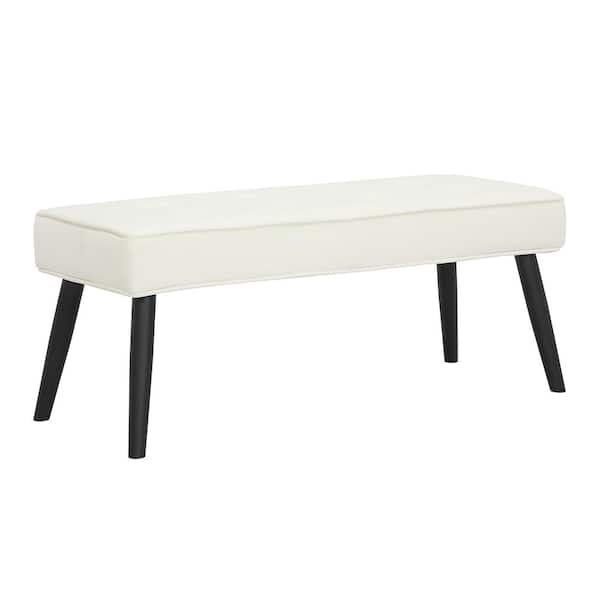 WESTINFURNITURE Brooklyn Tufted Cream Velvet Ottoman Accent Bench 40.25 in. x .16.25 in. x 17 in.