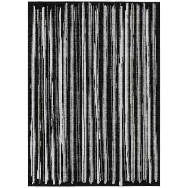 Chantille Machine Washable Indoor/Outdoor Abstract ACN3045 Black 3 ft. x 5 ft. Area Rug