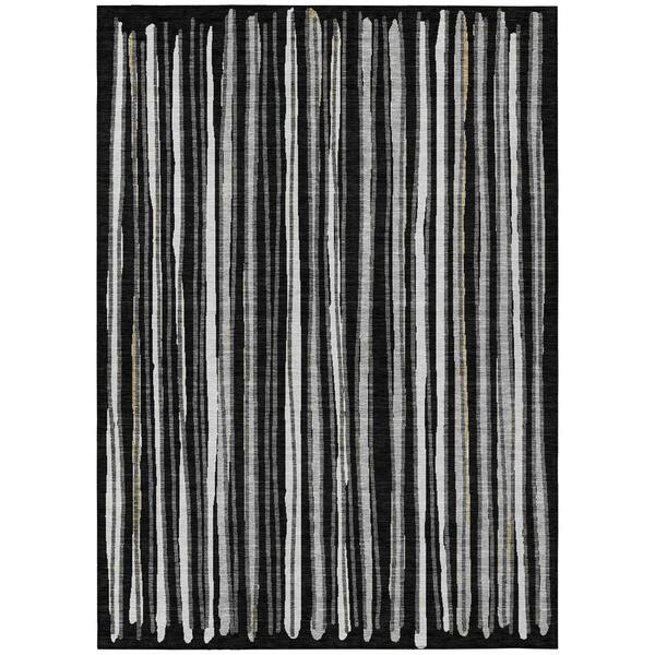 Chantille Machine Washable Indoor/Outdoor Abstract ACN3045 Black 5 ft. x 7 ft. 6 in. Area Rug