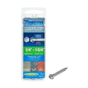 Tapcon 410 Stainless Steel Screw 1/4 x 1-3/4 Hex Head 40 pack 26120