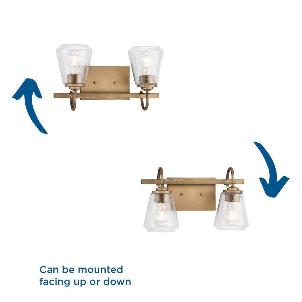Aged Bronze 2-Light Vanity with Seeded Glass Shades
