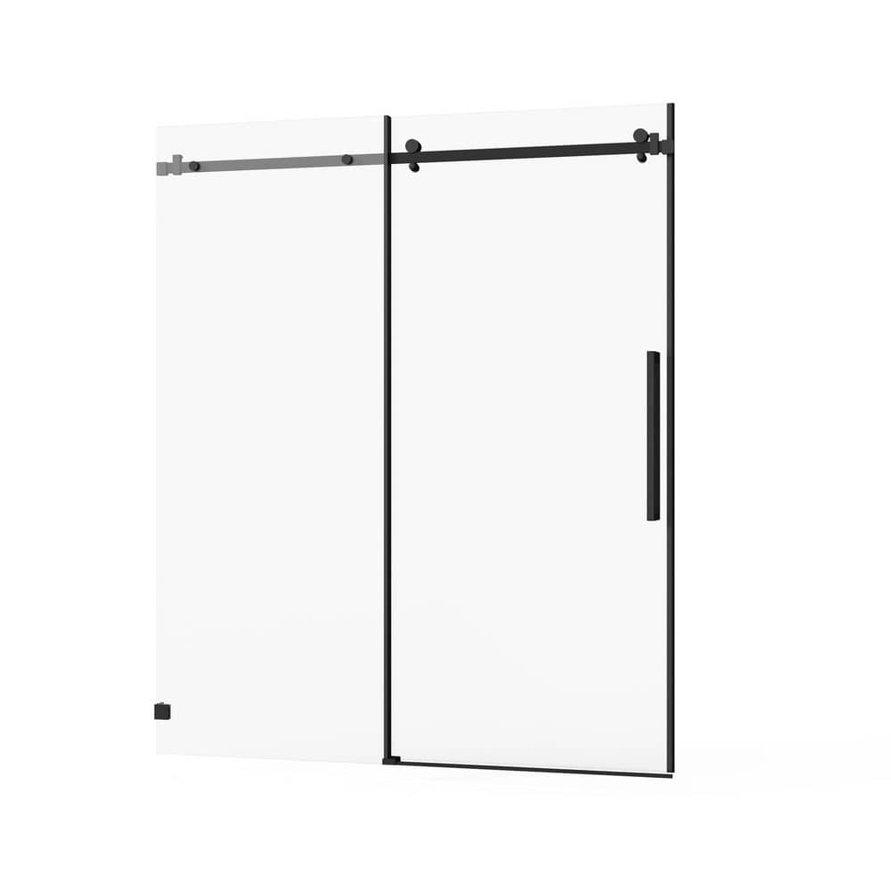 60 in. W x 72 in. H Sliding Frameless Shower Door in Matte Black Finish with Clear Tempered Glass price history on PriceWatchPro