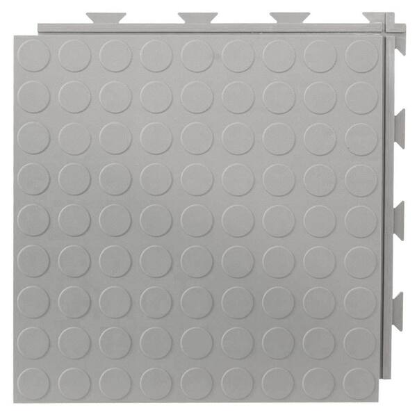 Greatmats Hiddenlock Coin Top 1 ft. x 1 ft. x 0.25 in. Gray PVC Plastic Interlocking Garage Floor Tile