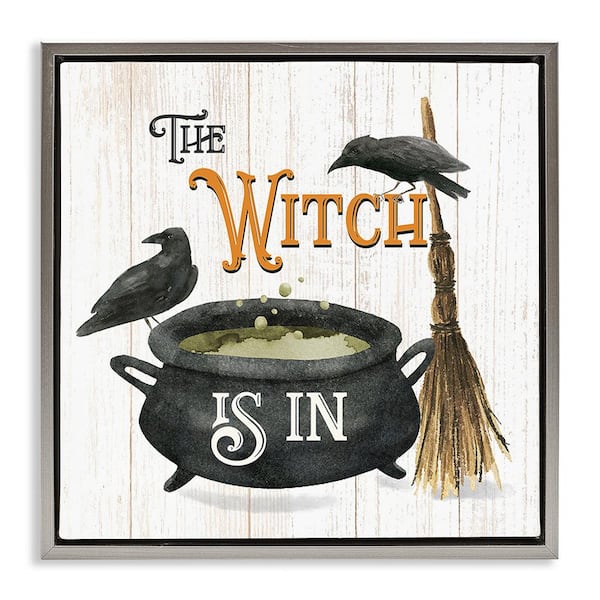Stupell Industries Witch Cauldron and Crows by Deane Beesley 1Piece Floater Frame Graphic Print Typography Poster Art Print 18 in. x 18 in.