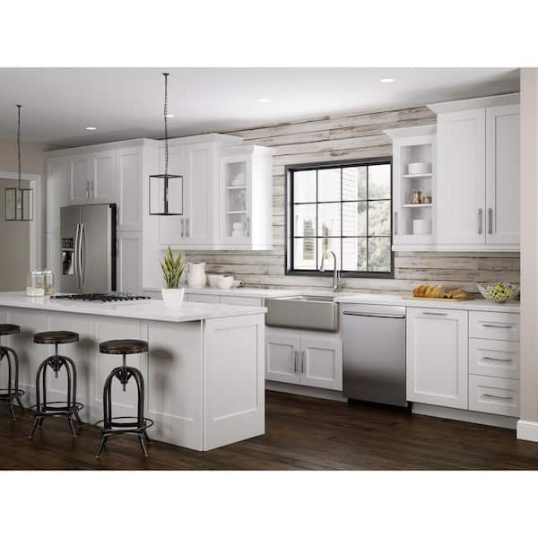 Contractor Express Cabinets Arlington Vesper White Plywood Shaker Stock  Assembled Corner Kitchen Cabinet Soft Close 36 in W x 21 in D x 34.5 in H  EZR3621LSS-AVW - The Home Depot