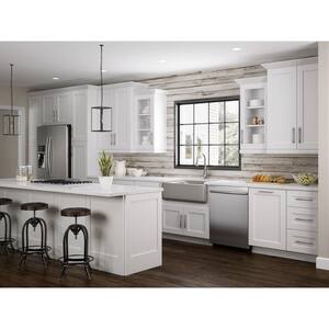 Newport Assembled 33x84x24 in. Plywood Shaker Oven Kitchen Cabinet Soft Close in Painted Pacific White
