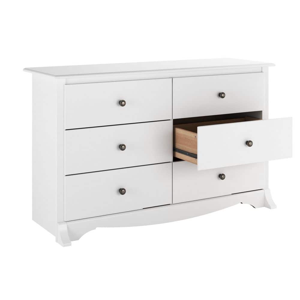 Compact Monterey 6-Drawer Nursery Dresser in White with Deep Storage