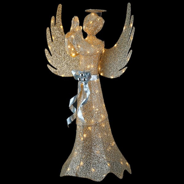 National Tree Company 53 in. Champagne Gold Praying Angel with LED ...
