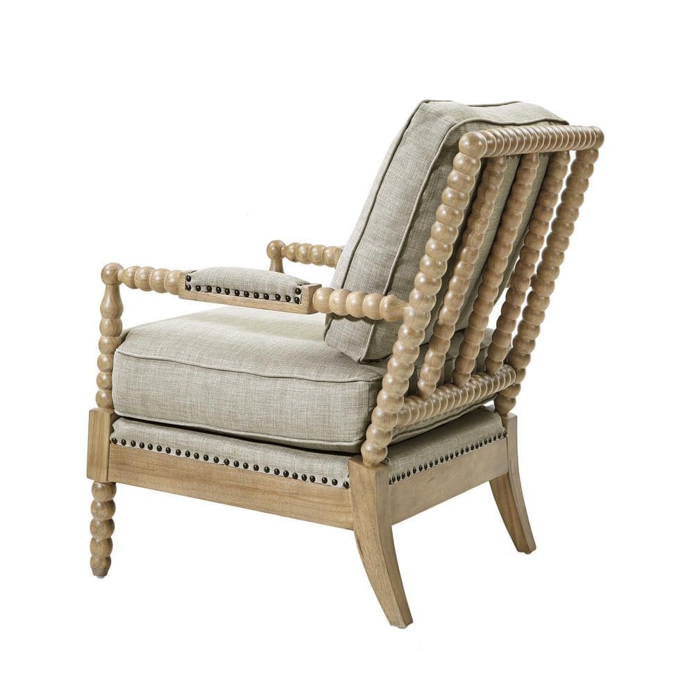 Donohue Light Grey Solid Wood Nailhead Trim Accent Chair