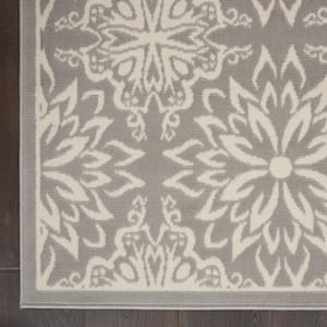 Gray 6 ft. x 9 ft. Floral Power Loom Area Rug